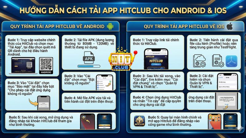 Hướng dẫn cách tải HitClub cho Android/IOS chính thức