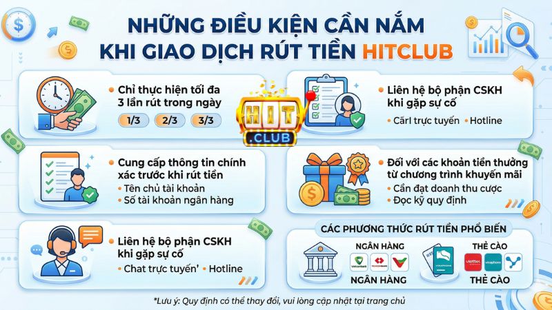Những điều kiện quan trọng cần nắm khi Rút tiền Hitclub