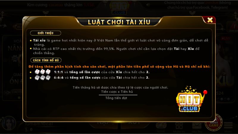 Các cửa cược phổ biến trong game Tài Xỉu Hitclub
